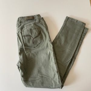 Midrise distressed green jeans size 9